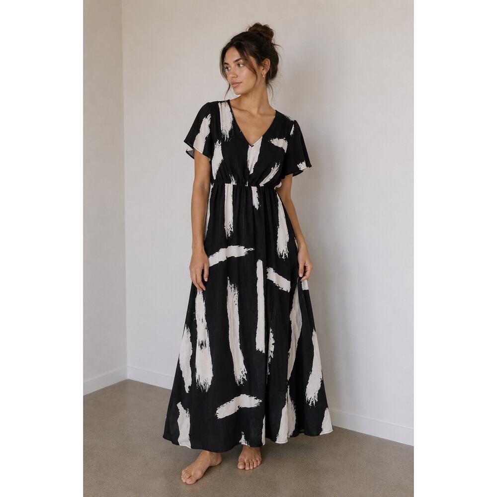 Shein Artsy Boho Maxi Dress Womens 0X Abstract Relaxed Resortwear Chic
